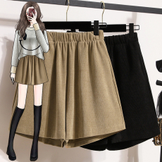 批发实拍针织短裤女秋冬<b class='q'>大码</b>高腰显瘦阔腿裤宽松a字外穿打底五分靴裤