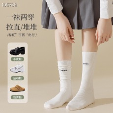 批发百棉双针袜子棉潮牌袜男韩设计师潮牌男女简约ins百搭中筒袜子