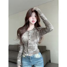 批发实拍实价～复古休闲晕染长袖修身显瘦单排扣<b class='q'>衬衫</b>秋季新款韩版上衣