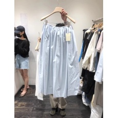 批发东大门纯色高腰系扣<b class='q'>百搭</b>宽松褶皱半身裙中长裙