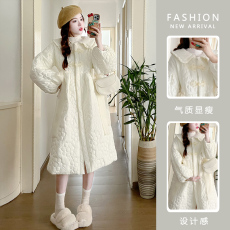 批发实拍 冬季新品 孕妇甜美遮肚蝴蝶结重工孕妇棉服外套