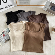 批发实拍大码德绒保暖背心外穿内搭打底衫免穿<b class='q'>文胸</b>带垫内衣简约速暖衣