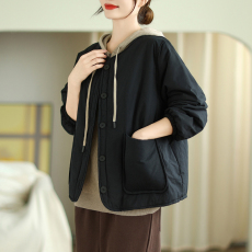 实拍现货文艺复古冬季新款极细婴儿棉保暖棉服女宽松百搭显瘦棉衣