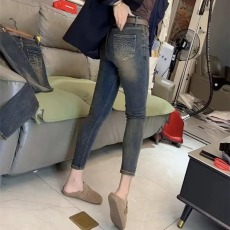 秋季新款复古牛仔铅笔裤女2023年大码胖妹妹mm显瘦百搭高腰小脚裤