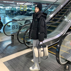 韩版小众减龄休闲可脱卸连帽立领棉服外套宽松暖和百搭面包服棉衣