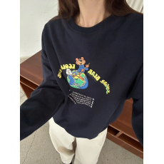 批发<b class='q'>韩国</b>外贸韩版原宿BF加绒加厚套头圆领<b class='q'>卫衣</b>女学生盐系宽松上衣9161