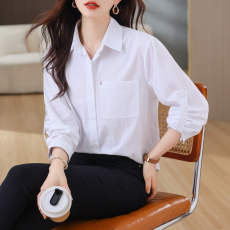 白色衬衫女长袖2023新款韩版宽松显瘦设计感小众防晒休闲衬衣