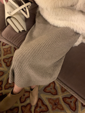 WITHMXBOOM灰灰家遮胯高腰针织亮丝半身裙女冬显瘦气质包臀裙裙子