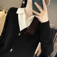 实拍！实拍！现货！有大图！现货2023秋冬新款假两件针织衫毛衣女