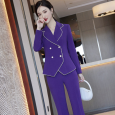批发西装外套女短款时髦小个子女士秋<b class='q'>冬</b>紫色外套高级感气质洋气OL套裤