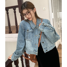 批发实拍2026春装新款复古蓝色休闲牛仔<b class='q'>外套女</b>设计感时尚显瘦<b class='q'>短</b>外衣潮