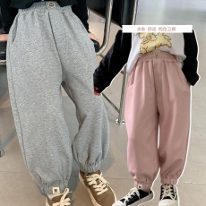 批发女童<b class='q'>裤子</b>春秋2025新款韩版秋季儿童<b class='q'>宝宝</b>运动裤大童宽松卫裤束脚裤