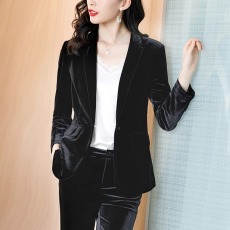 批发红色丝绒西装外套<b class='q'>女</b>秋冬高端<b class='q'>女</b>人味2026高级感上衣<b class='q'>金丝</b>绒西服套装