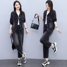 批发时尚<b class='q'>牛仔</b>套装女2026年秋季新款洋气宽松显瘦<b class='q'>大码</b><b class='q'>外套</b>直筒裤两件套