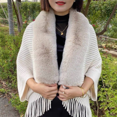 批发欧美亚马逊外贸保暖毛衣披肩女秋冬新款雪尼尔腈纶流苏开衫斗篷