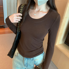 实拍图早秋基础款纯色圆领精品羊绒打底衫显瘦内搭长袖上衣
