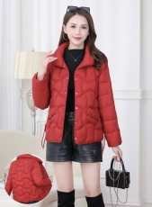 纯色羽绒棉服女2023秋冬大码时尚优雅气质妈妈装短款立领棉衣外套