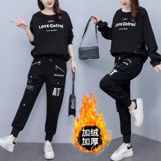 批发休闲运动服套装2023春装新款大码女胖mm显瘦遮肉减龄轻熟两件套装