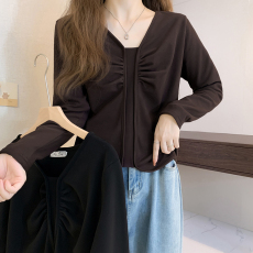 批发实拍冬装新款胖MM显瘦高级感长袖加厚双面磨毛德绒加绒衫大码女装