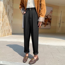 7495实拍~大码设计感OL通勤西裤女秋款高腰百搭显瘦小直筒烟管裤