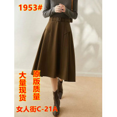 批发简漫 复古<b class='q'>优雅</b>赫本风！挺阔有型设计感高腰显瘦A字半身裙伞裙女秋