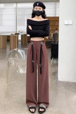 实拍#高级感西装裤女秋季高个子显瘦垂感拖地休闲女阔腿裤子