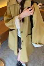 实拍现货2023秋季风衣外套女大码韩系显瘦大衣女