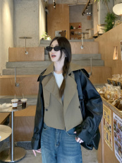 实拍现货2023机车皮衣小风衣短款胖mm酷百搭大码女装小西装