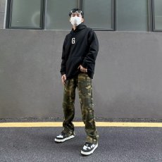 批发高街迷彩做旧水洗长裤风直筒宽松<b class='q'>男士</b><b class='q'>牛仔裤</b>潮流休闲百搭裤子