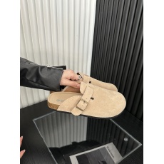 批发包头半拖鞋女2023秋冬新款牛皮复古穆勒鞋平底休闲真皮丑萌勃肯鞋