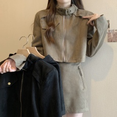 批发实拍大码女装<b class='q'>春</b>季新款胖mm气质复古两件套复古风上衣外套A字裙