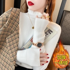 批发官方图秋冬新款<b class='q'>加绒</b>加厚一体绒<b class='q'>打底衫</b>女百搭修身显瘦上衣针织衫