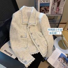 批发小香风翻领爱心钮扣外套女2023秋季新款法式时尚高端气质短款上衣