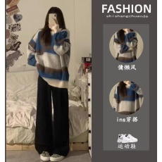 批发现货~孕妇装早秋时尚宽松大码慵懒风秋冬款孕妇毛衣套装