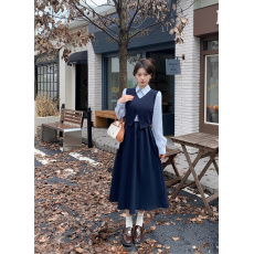 批发实拍现货2023秋季学院风胖mm大码女装连衣裙女假两件