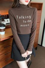 实拍春秋高领长袖打底衫上衣女时尚潮流百搭休闲打底衫