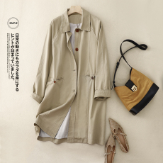 批发实拍西装领中长款风衣外套女<b class='q'>通勤</b>气质百搭休闲上衣2026秋季新款