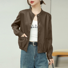 批发官图 皮衣女2026新款宽松休闲显瘦时尚百搭PU皮夹克圆领短外套潮