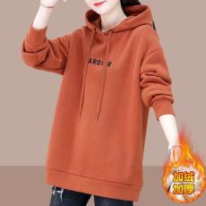 批发<b class='q'>卫衣</b>女士秋冬季加绒加厚2025新款<b class='q'>宽松</b>中长款连帽上衣爆款时尚洋气