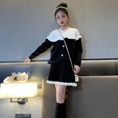 批发小香风木耳边时尚套装女秋季2026新款高级感针织开衫半身裙两件套