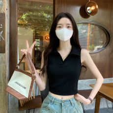 批发汇兴达【 官图 40支纯棉罗纹92棉8氨纶】POLO领修身显瘦吊带背心