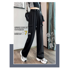 批发美式工装裤女秋冬2023新款高腰宽松显瘦直筒春秋垂感西装阔腿裤子