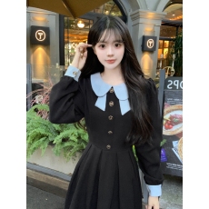 批发大码女装法式高级感连衣裙秋<b class='q'>冬</b>韩系小众设计气质显瘦假两件衬衫裙