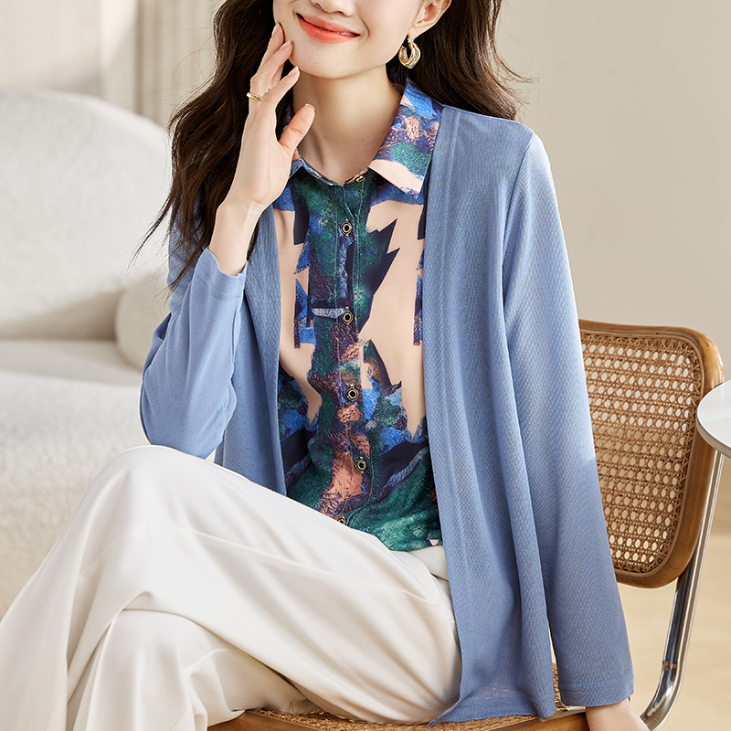 MY17733# 假两件长袖新款洋气百搭衬衫欧货拼接上衣外套女裝貨源服裝批...