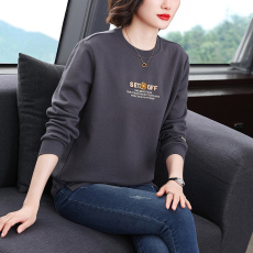 批发圆领绣花长袖<b class='q'>卫衣</b>女2026春秋新款<b class='q'>宽松</b>大码洋气遮肉中年女士T恤衫