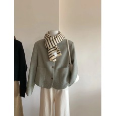 批发实拍～法式毛呢小香风外套2023秋冬新款韩版圆领时尚百搭短款西服