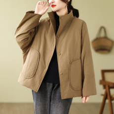 实拍大码冬季棉服女新款长绒棉立领加厚宽松面包服休闲夹棉服外套