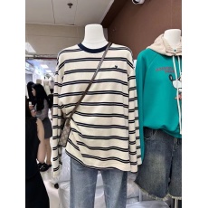 批发十三行秋装新款韩版圆领立体刺绣小爱心<b class='q'>条纹</b>拼色宽松<b class='q'>长袖</b><b class='q'>T</b><b class='q'>恤</b>上衣