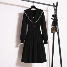 批发实拍大码女装2025<b class='q'>秋</b>冬针织连衣裙小香风荷叶边V领显瘦打底毛衣裙