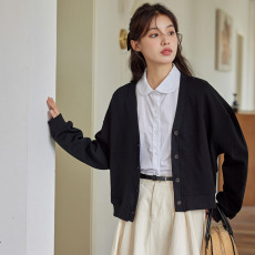 批发2026实拍韩系学院风简约休闲卫衣外套春秋新款小个子<b class='q'>开衫</b>潮